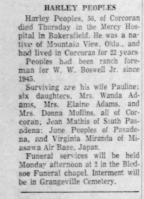 Grandpa Peoples Obit